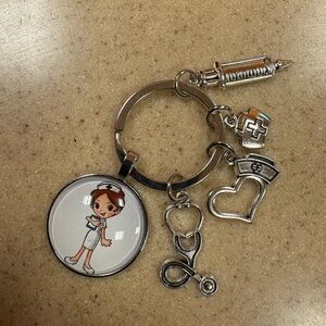 Silver Nurse Keychain with Charms